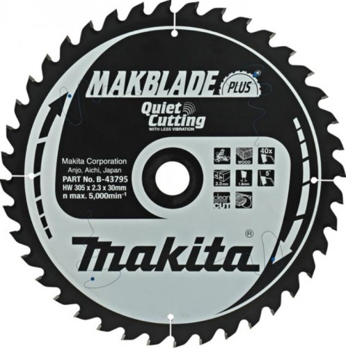 Пильный диск для дерева 305X30X1.8X40T MAKBLADE PLUS Makita B-43795