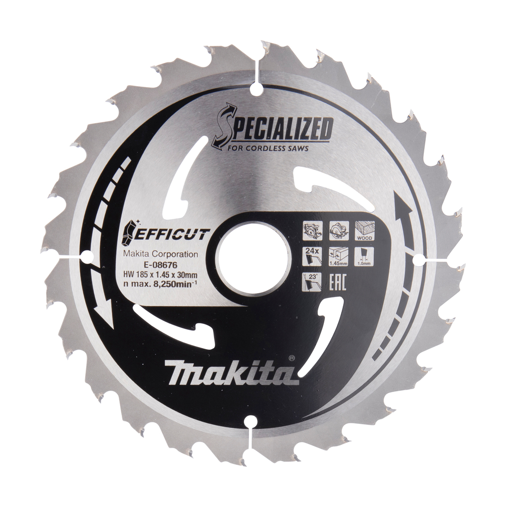 Пильный диск для дерева EFFICUT, 185x30x1x24T Makita E-08676 оригинал |  MAKITA-LAND.RU