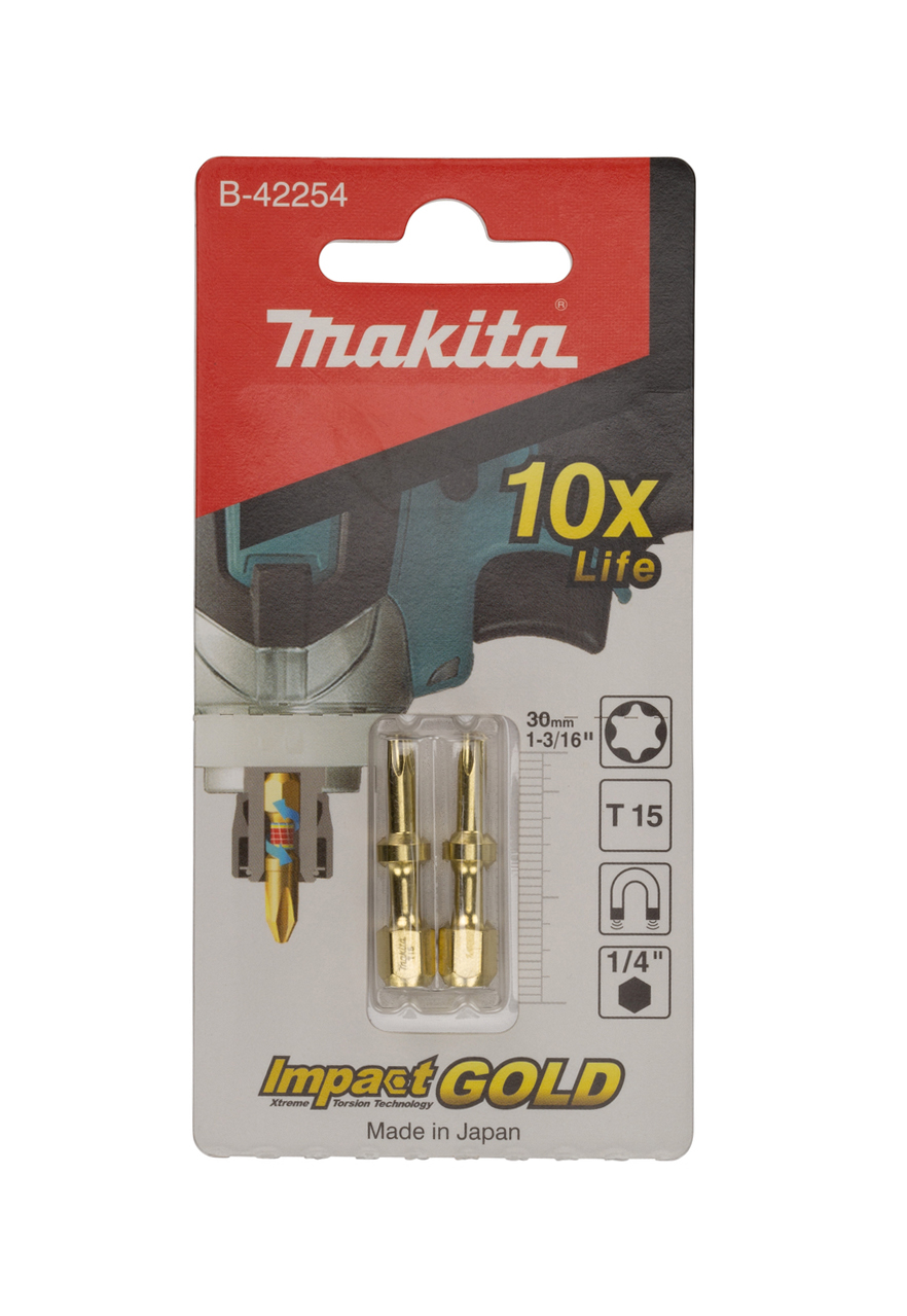Бита  Impact Gold Shorton T15, 30 мм, E-form (MZ), 2 шт Makita B-42254