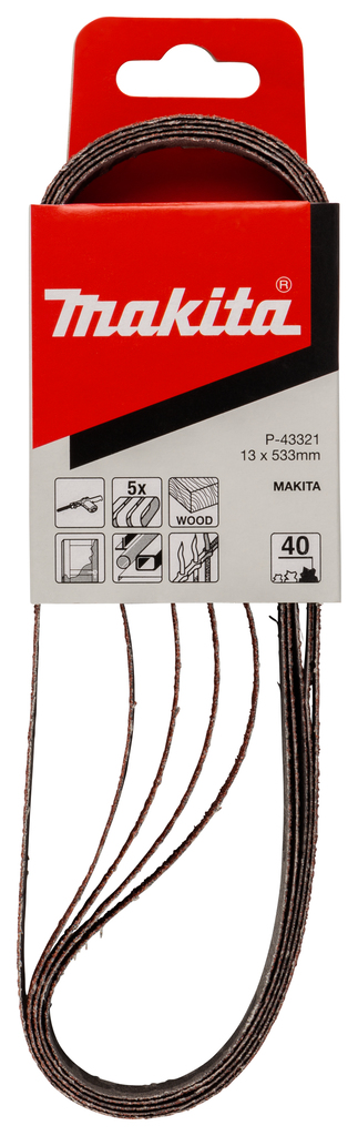 Лента шлифовальная 13х533 мм, P40, 5 шт Makita P-43321