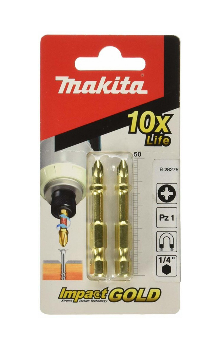 Бита Pozidriv Impact Gold PZ1, 50 мм, E-form 2 шт Makita B-28276