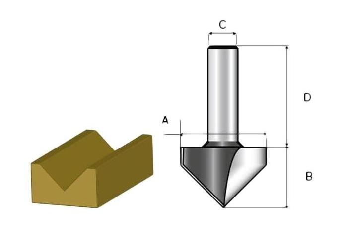 Фреза V-образная 90° 19,05х15,9х12х38х2Т Makita D-10730 Фреза V-образная 90° 19,05х15,9х12х38х2Т Makita D-10730