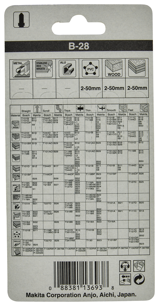 Лобзиковая пилка для декоративных материалов В-28, 5 шт Makita A-80391