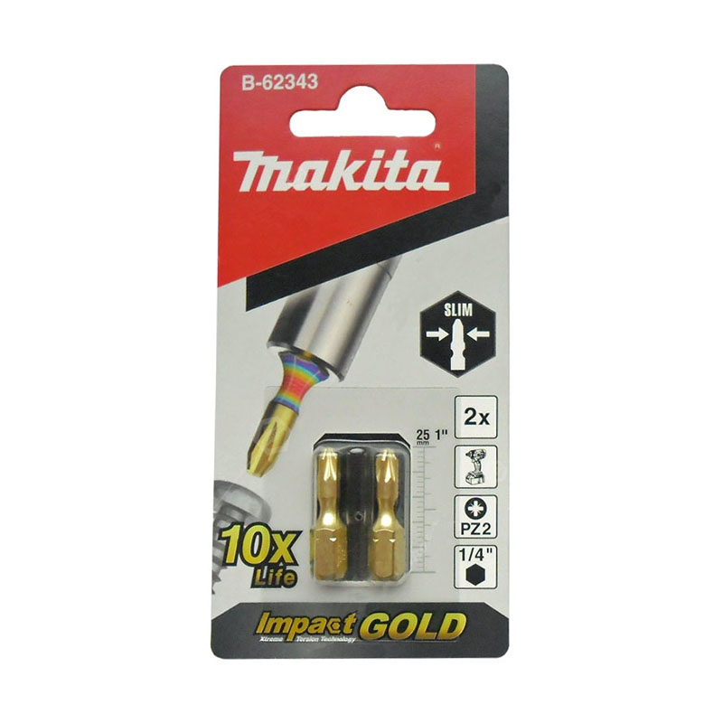 Бита Impact Gold Slim PZ2, 25 мм, C-form, 2 шт Makita B-62343