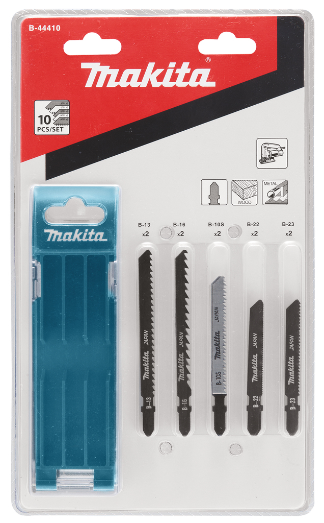 Набор пилок для лобзика из 10 шт. (дерево, металл) Makita B-44410 Набор пилок для лобзика из 10 шт. (дерево, металл) Makita B-44410