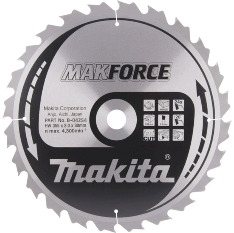 Пильный диск для дерева 355X30X2.2X24T MAKFORCE Makita B-04254