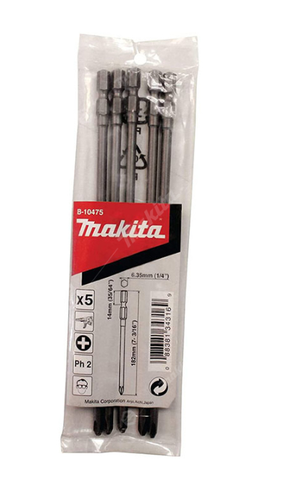 Насадка PH2, 182 мм, E-form, 5 шт. (для DFR750, 6844) Makita B-10475