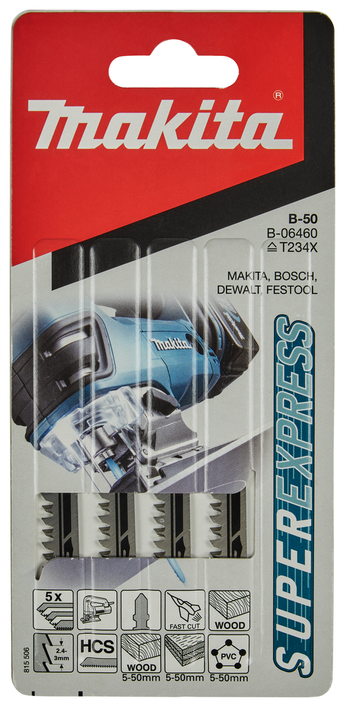 Лобзиковая пилка Super Express для дерева/пластика В-50, 5 шт Makita B-06460
