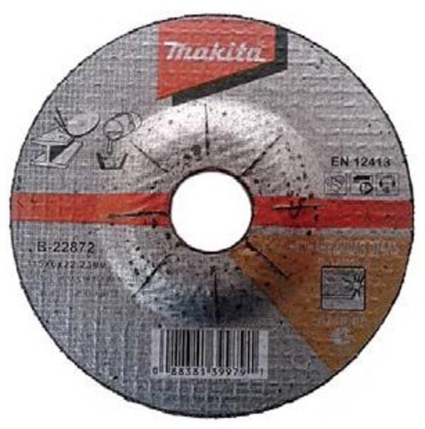 Абразивный шлифовальный диск для нержавеющей стали c вогнутым центром A60T, 115х6х22,23 Makita B-228 — B-22872