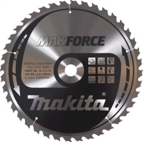 Пильный диск для дерева 355X30X2.2X40T MAKFORCE Makita B-35178