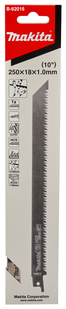 Сабельная пилка для дерева/металла 252x1,0x8,5TPI Makita B-62016
