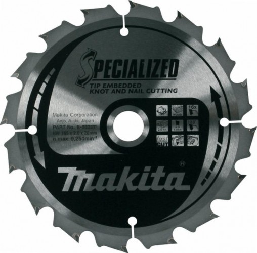 Пильный диск для демонтажа 165X20X1.25X16T Makita B-31217 Пильный диск для демонтажа 165X20X1.25X16T Makita B-31217