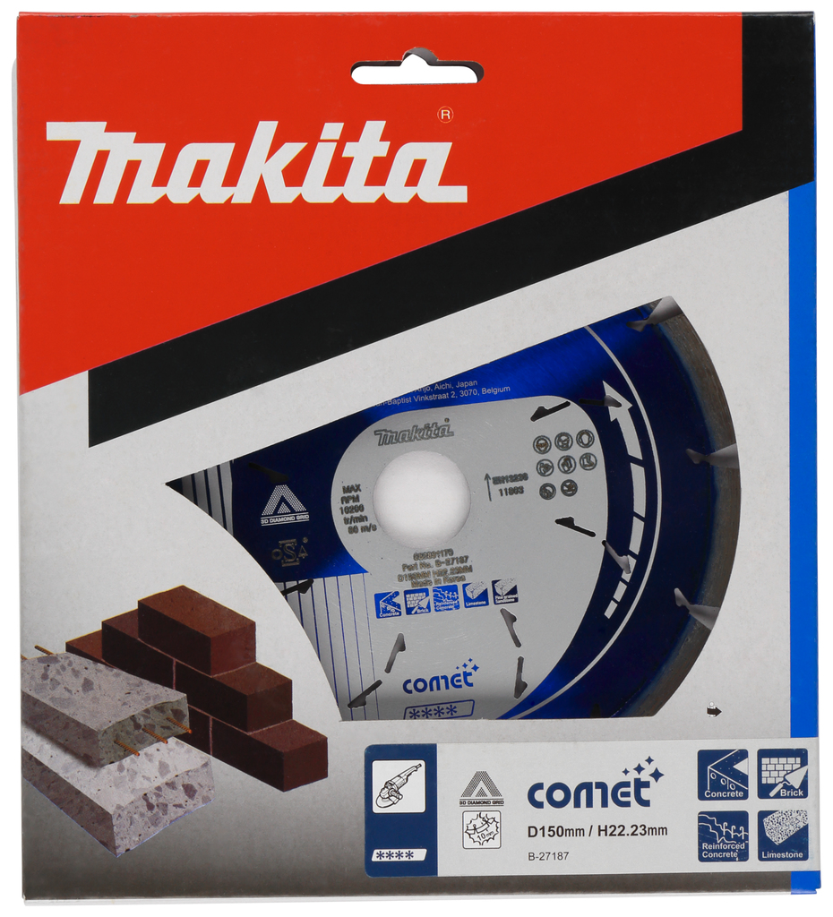 Алмазный диск Cosmos Comet Rapide 150х22,2 (3DDG, Cooling holes) Makita B-27187