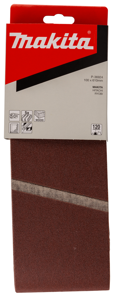 Лента шлифовальная 100х610 мм, K120, 5 шт Makita P-36924