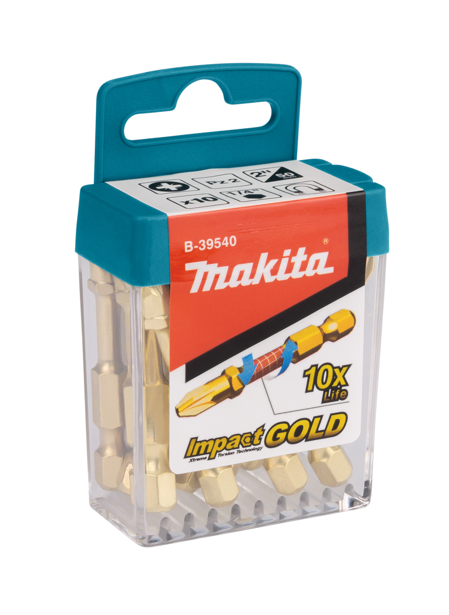 Бита Impact Gold PZ2, 50 мм, E-form, 10 шт Makita B-39540