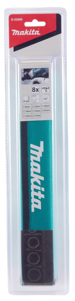Набор торцовых головок 1/2" в тканевом чехле 8 шт для гайковерта Makita E-02989