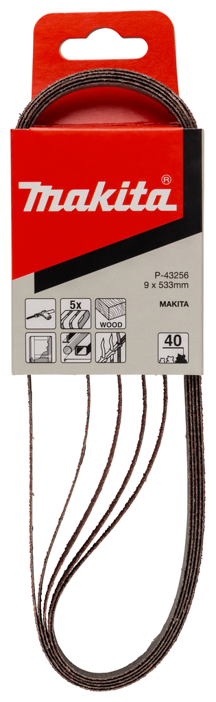 Лента шлифовальная 9х533 мм, P40, 5 шт Makita P-43256