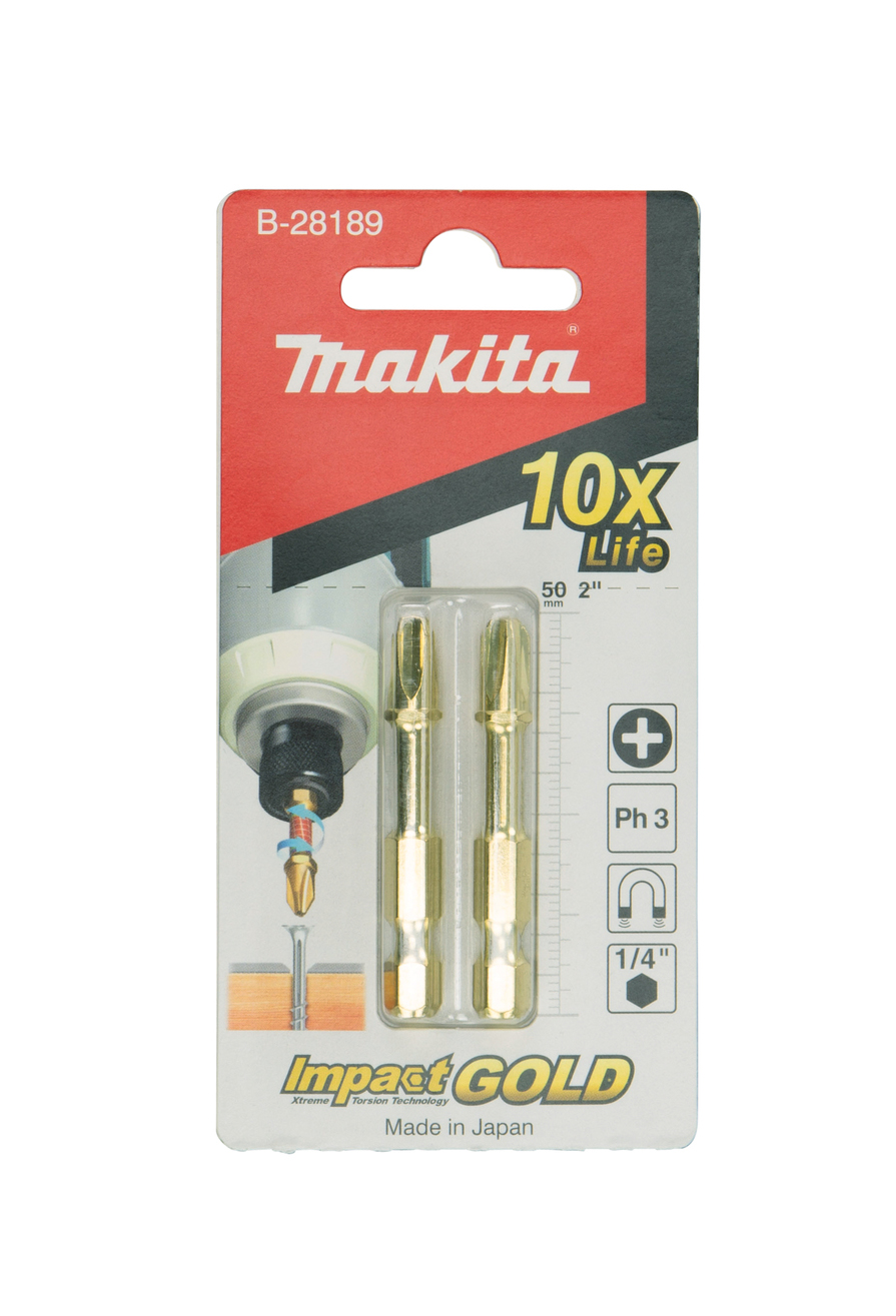 Бита Impact gold PH3, 50 мм, E-FORM (MZ), 2 шт Makita B-28189