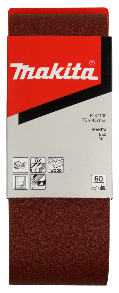 Лента шлифовальная 76х457 мм, P60, 5 шт Makita P-37100