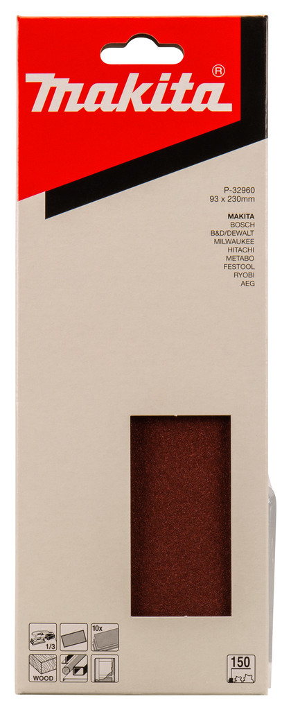 Шлифовальная бумага 93х228 мм, К150, 10 шт Makita P-32960