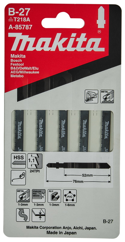 Пилки для лобзика 5 шт B-27 Makita A-85787 Пилки для лобзика 5 шт B-27 Makita A-85787