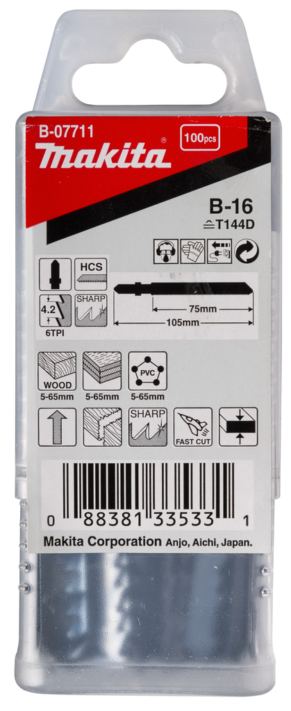 Лобзиковая пилка для дерева В-16, 100 шт Makita B-07711