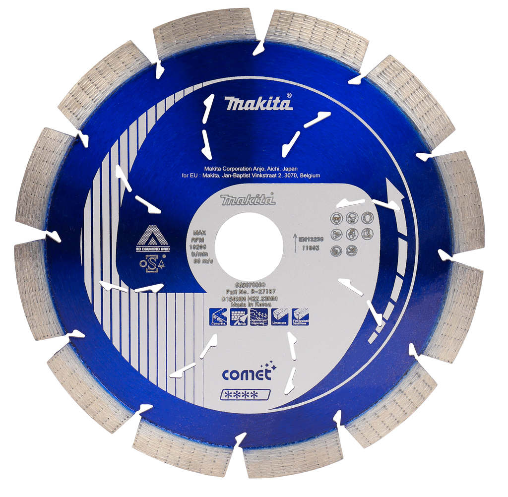 Алмазный диск Cosmos Comet Rapide 150х22,2 (3DDG, Cooling holes) Makita B-27187 Алмазный диск Cosmos Comet Rapide 150х22,2 (3DDG, Cooling holes) Makita B-27187