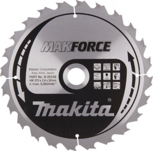 Пильный диск для дерева 270X30X1.8X24T MAKFORCE Makita B-35156