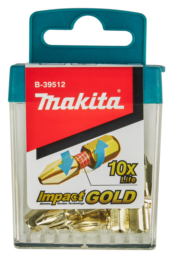 Набор насадок Impact Gold PH2, 25 мм, C-form (10 шт в наборе, в упаковке 10 наборов) Makita B-39512-