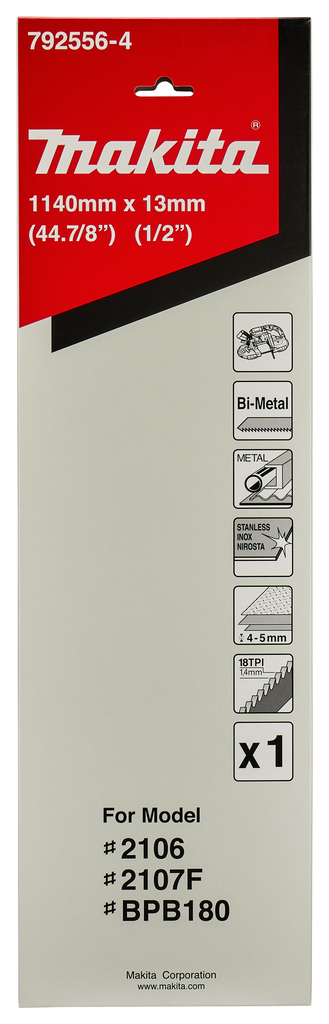 Полотно для DPB180/2106/2107F/2107FW 1140x0.5х13x18TPI (для пластика/цветных металлов) Makita 792556 — 792556-4