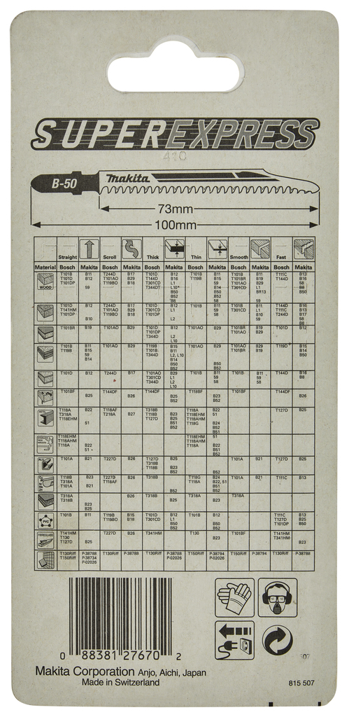 Лобзиковая пилка Super Express для дерева/пластика В-50, 5 шт Makita B-06460