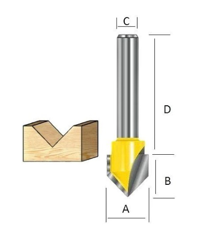 Фреза для V-образных пазов 32х22х12х38х2Т Makita D-10746