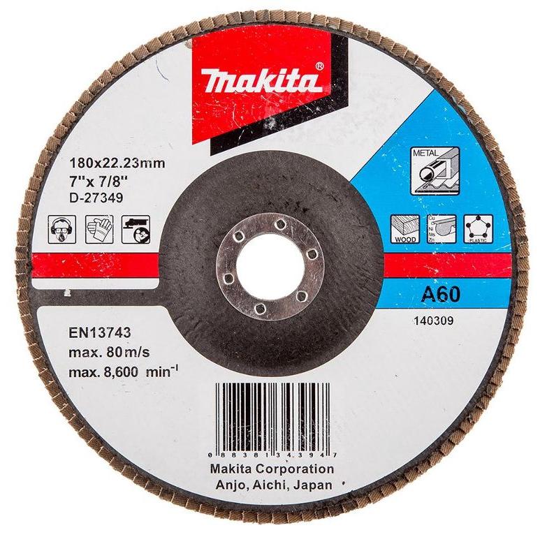 Шлифовальный лепестковый диск 180x22,23 мм A60 D-27349 Шлифовальный лепестковый диск 180x22,23 мм A60 D-27349