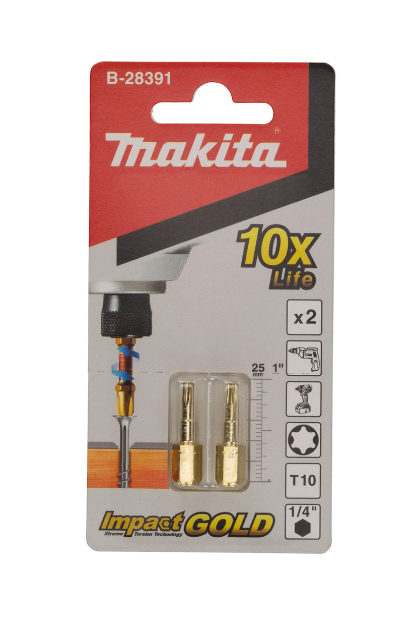 Бита Impact Gold T10, 25 мм, C-form, 2 шт Makita B-28391