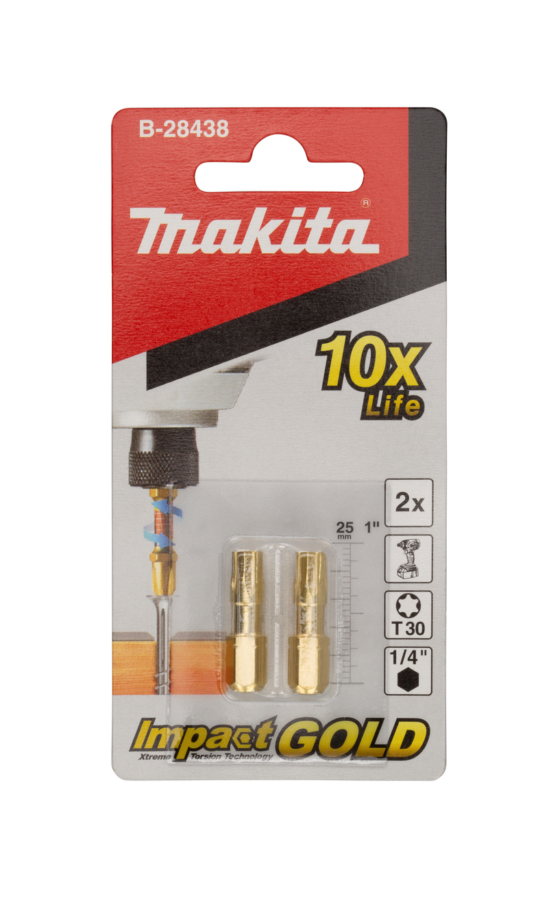 Бита Impact Gold T30, 25 мм, C-form, 2 шт Makita B-28438