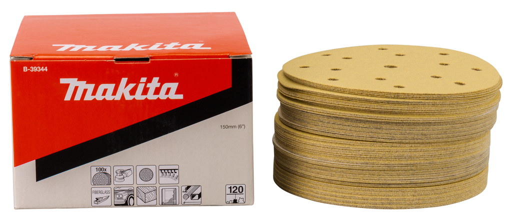 Шлифовальная бумага 150 мм, K120, универсальная, 100 шт Makita B-39344