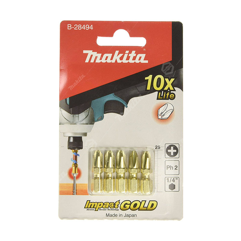 Бита Impact Gold Grip wood PH2, 25 мм, C-form, 5 шт Makita B-28494