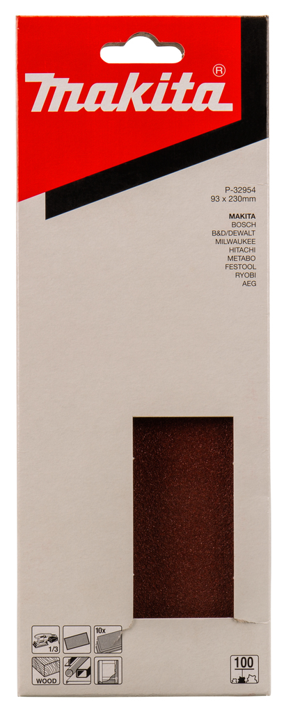 Шлифовальная бумага 93х228 мм, K100, 10 шт Makita P-32954