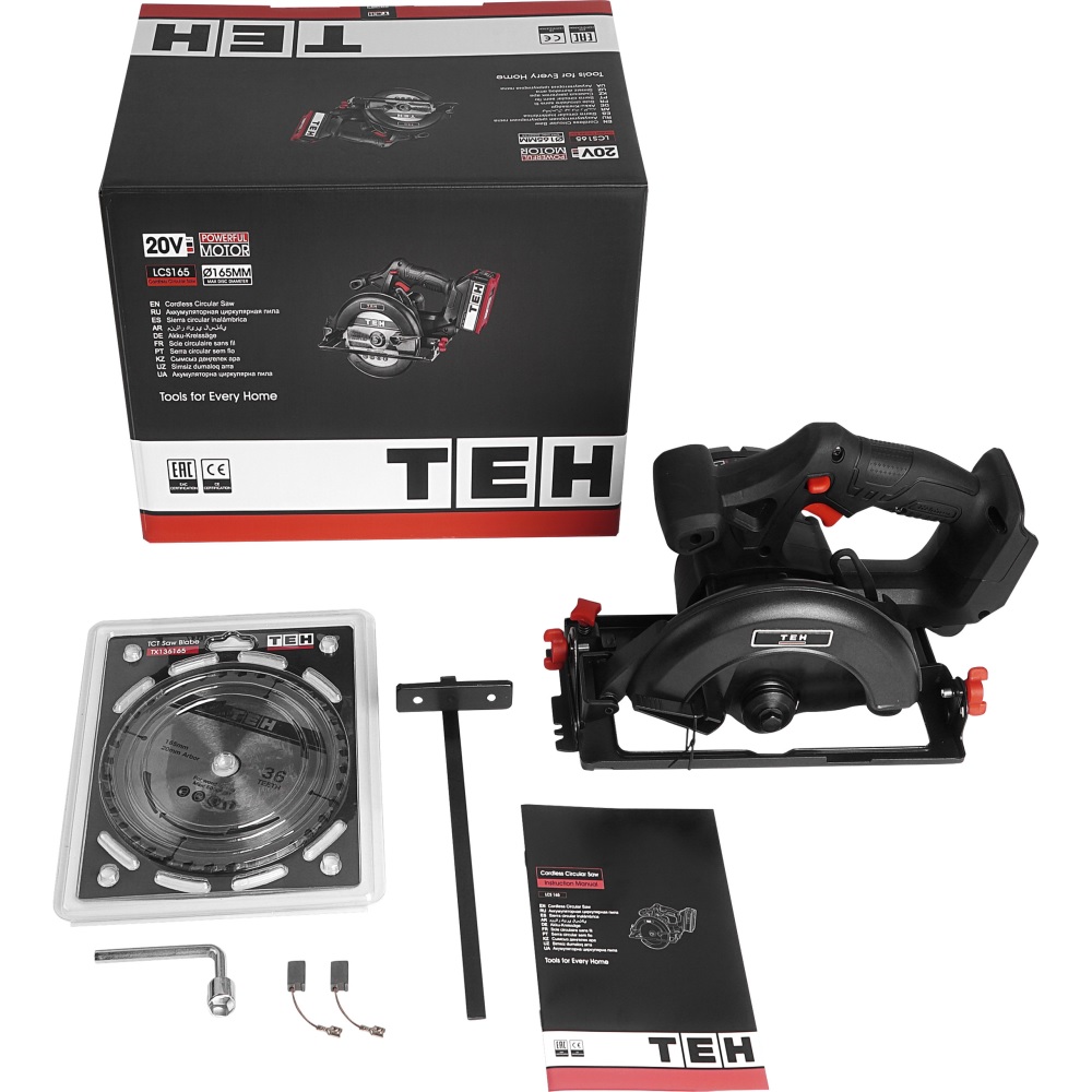 Пила дисковая аккумуляторная 20V (без АКБ и ЗУ) 165мм TEH LCS165