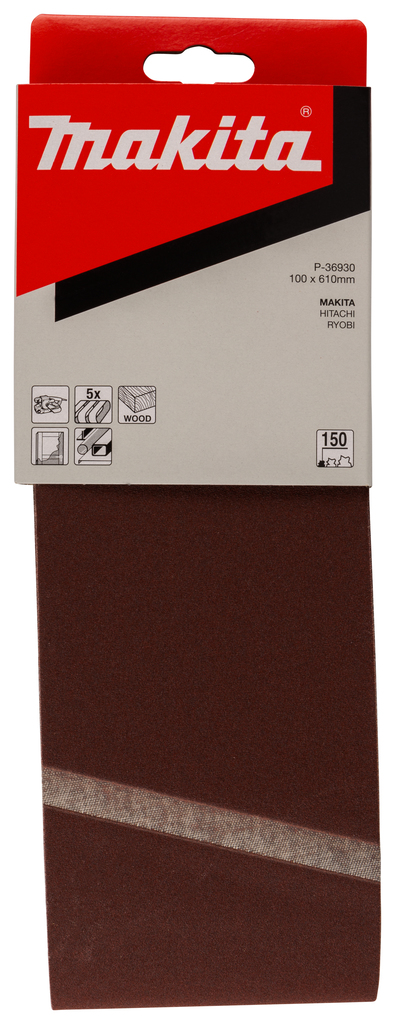 Лента шлифовальная 100х610 мм, K150, 5 шт Makita P-36930