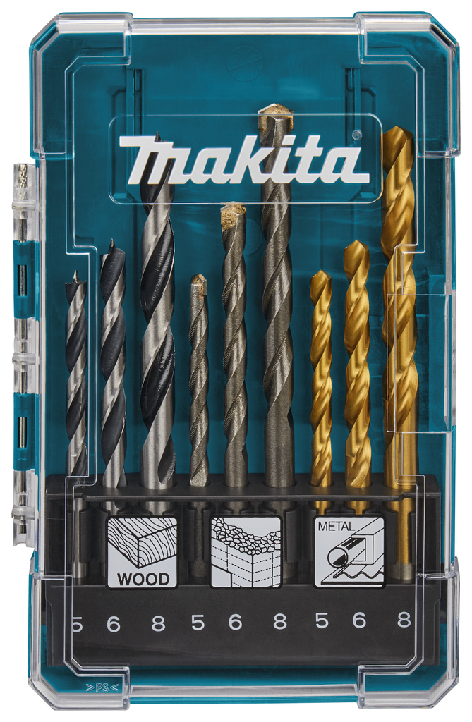 Набор сверл (дерево/металл/бетон) 9 шт Makita D-71962 Набор сверл (дерево/металл/бетон) 9 шт Makita D-71962