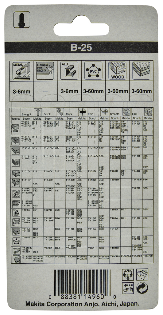 Лобзиковая пилка для твердого дерева В-25, 5 шт Makita A-85765