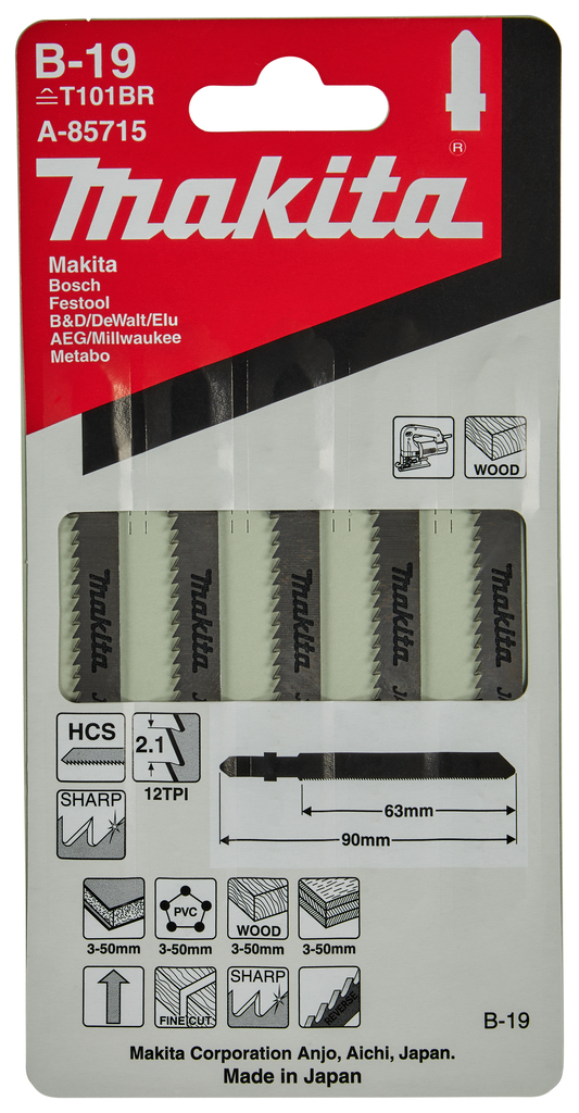 Пилки для лобзика 5 шт B-19 Makita A-85715