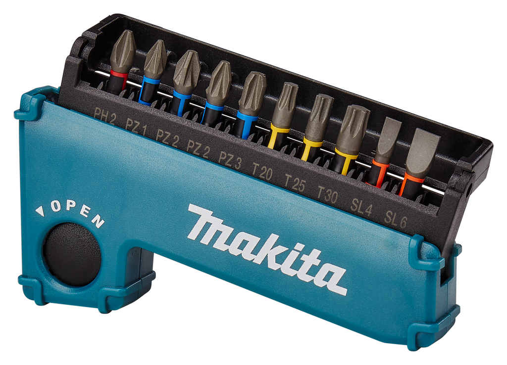 Набор ударных бит Impact Premier 25 мм 11 шт (PH, PZ, TORX, SL) + держатель Makita E-03573