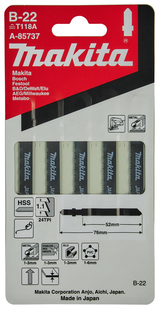 Пилки для лобзика 5 шт B-22 Makita A-85737