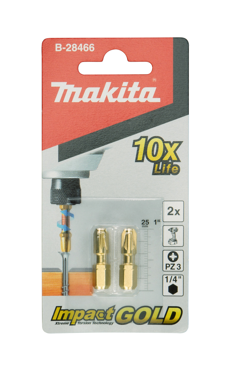 Бита Impact Gold PZ3, 25 мм, C-form, 2 шт Makita B-28466