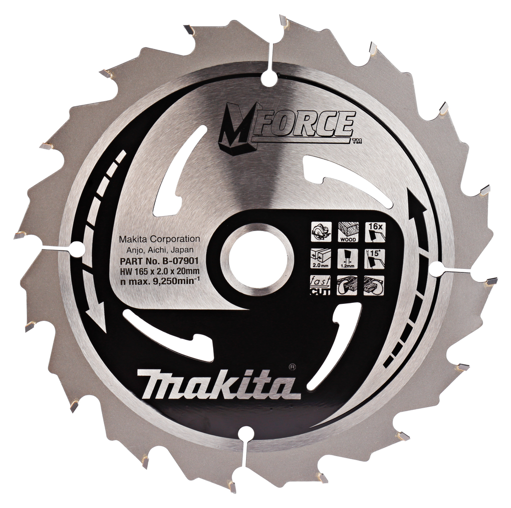 Пильный диск для дерева 165X20X1.2X16T M-FORCE Makita B-31201 (B-07901)