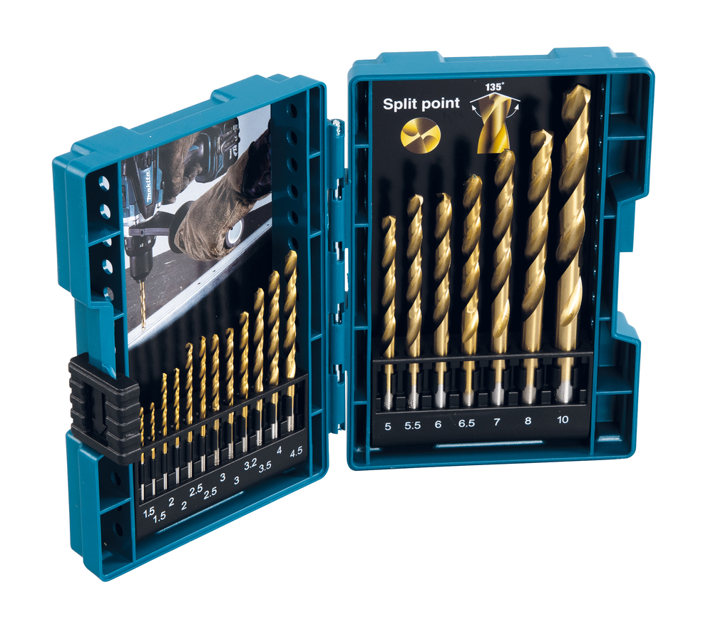 Набор сверл по металлу HSS-TiN 19 шт Makita D-67527 Набор сверл по металлу HSS-TiN 19 шт Makita D-67527