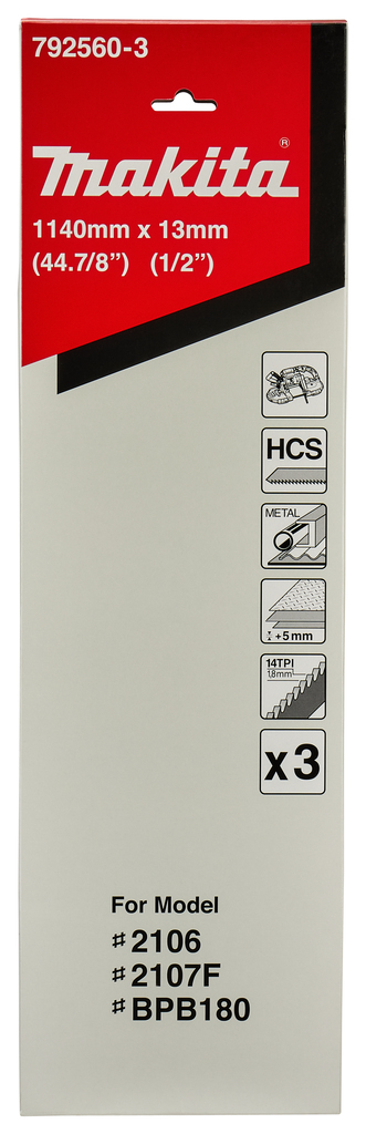 Полотно для DPB180/2106/2107F/2107FW 1140x0.5х13x14TPI (для пластика/цветных металлов), 3 шт Makita — 792560-3