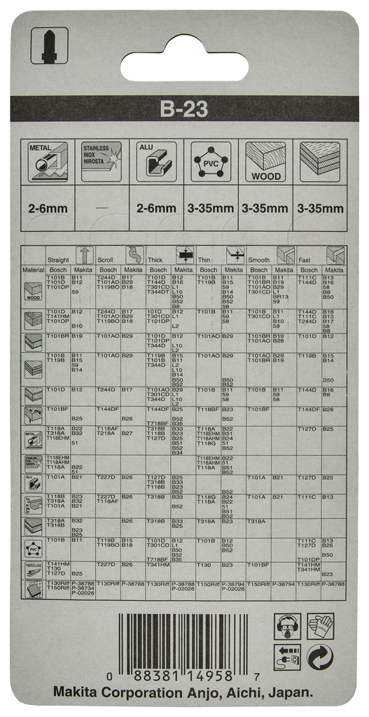 Пилки для лобзика 5 шт B-23 Makita A-85743